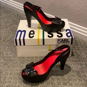Melissa x Karl Lagerfeld Black High Heels Size 8